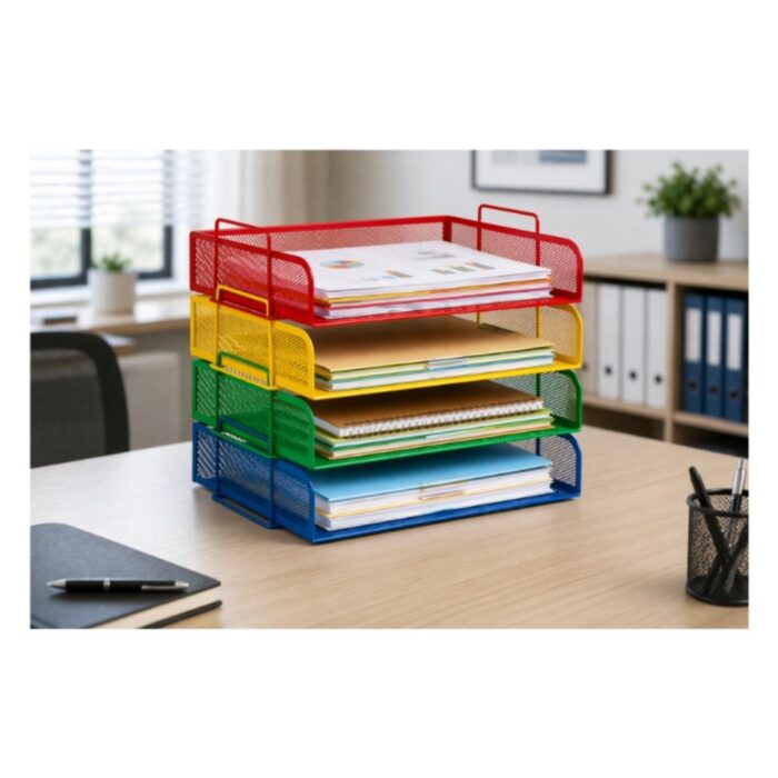 ProFile Mesh Organizer 4 tier metal mesh file tray for office documents and folders